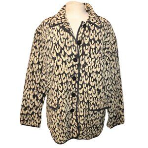 Vintage MAGGY LONDON Quilted Barn Coat Sz 10 Silk Leopard Print Jacket Luxury